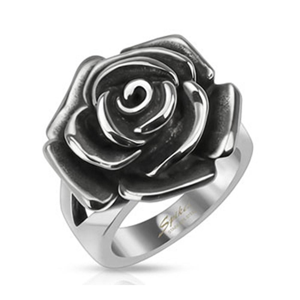 Single Rose Cast Band Stainless Steel Ring