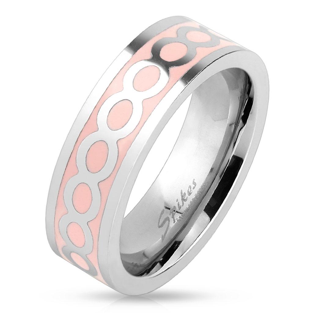 Shiny Infinite Pink Enamel Stainless Steel Ring