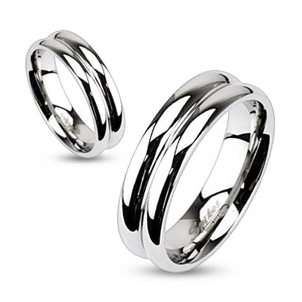 Stainless Steel Double Dome Mirror Polished Band Ring