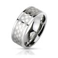 Stainless Steel Checker Pattern Ring