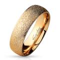 Sand Sparkle Finish Dome Surface Rose Gold IP Over 316L Stainless Steel Ring