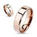 Rose Gold Plated Stainless Steel Beveled Edge Flat Band Ring