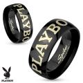 Playboy Laser Etched Black IP Stainless Steel Couple Ring