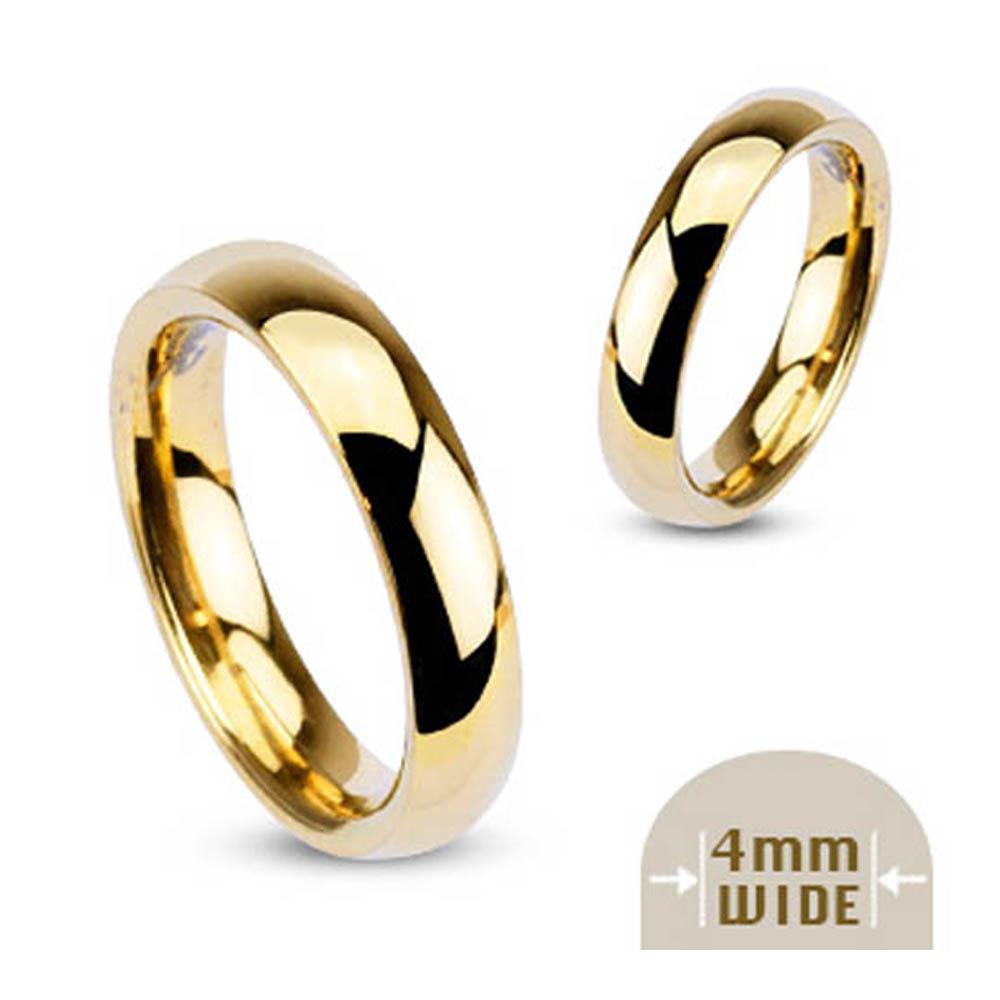 West Coast Jewelry Stainless Steel Gold Plated 8mm Wide Glossy Mirror Polished Wedding Band Ring