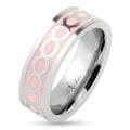 Shiny Infinite Pink Enamel Stainless Steel Ring