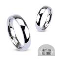Stainless Steel 4mm Wide Glossy Mirror Polished Wedding Band Ring