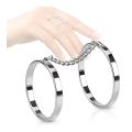 Chain Linked Rhodium Plated Brass Double Ring