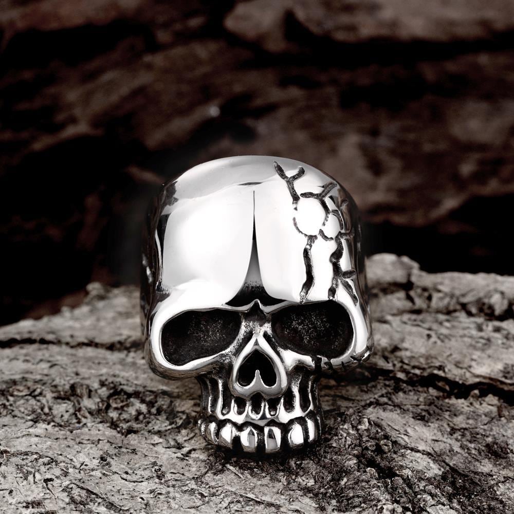 Vienna Jewelry Stainless Steel Cracked Skull Ring
