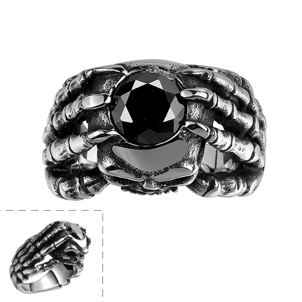 Vienna Jewelry Black Gem with Sterling Silver Lining Ring