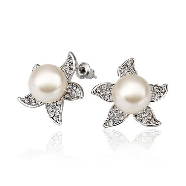Vienna Jewelry 18K White Gold Starfish Design Studs Made with Swarovksi Elements