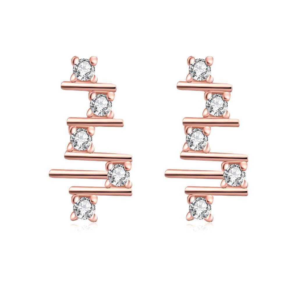Vienna Jewelry Rose Gold Plated Abstract Horizontal Lines Drops