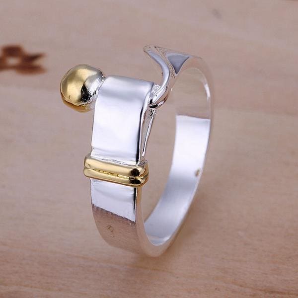 Vienna Jewelry Petite Golden Bead Matrix Sterling Silver Ring Size: 8