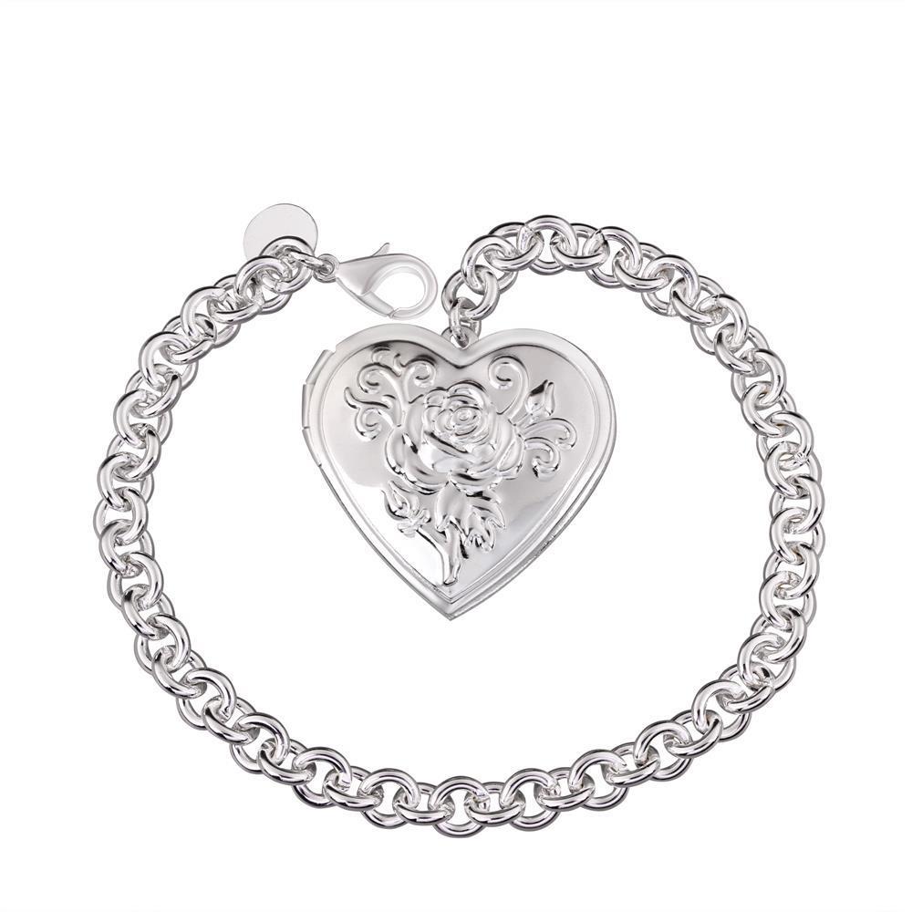 Vienna Jewelry Sterling Silver Ingrain Heart Emblem Bracelet