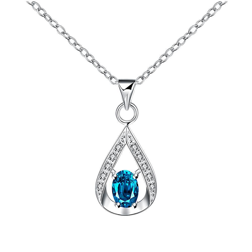 Vienna Jewelry Pyramid Light Sapphire Drop Necklace