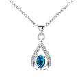 Vienna Jewelry Pyramid Light Sapphire Drop Necklace