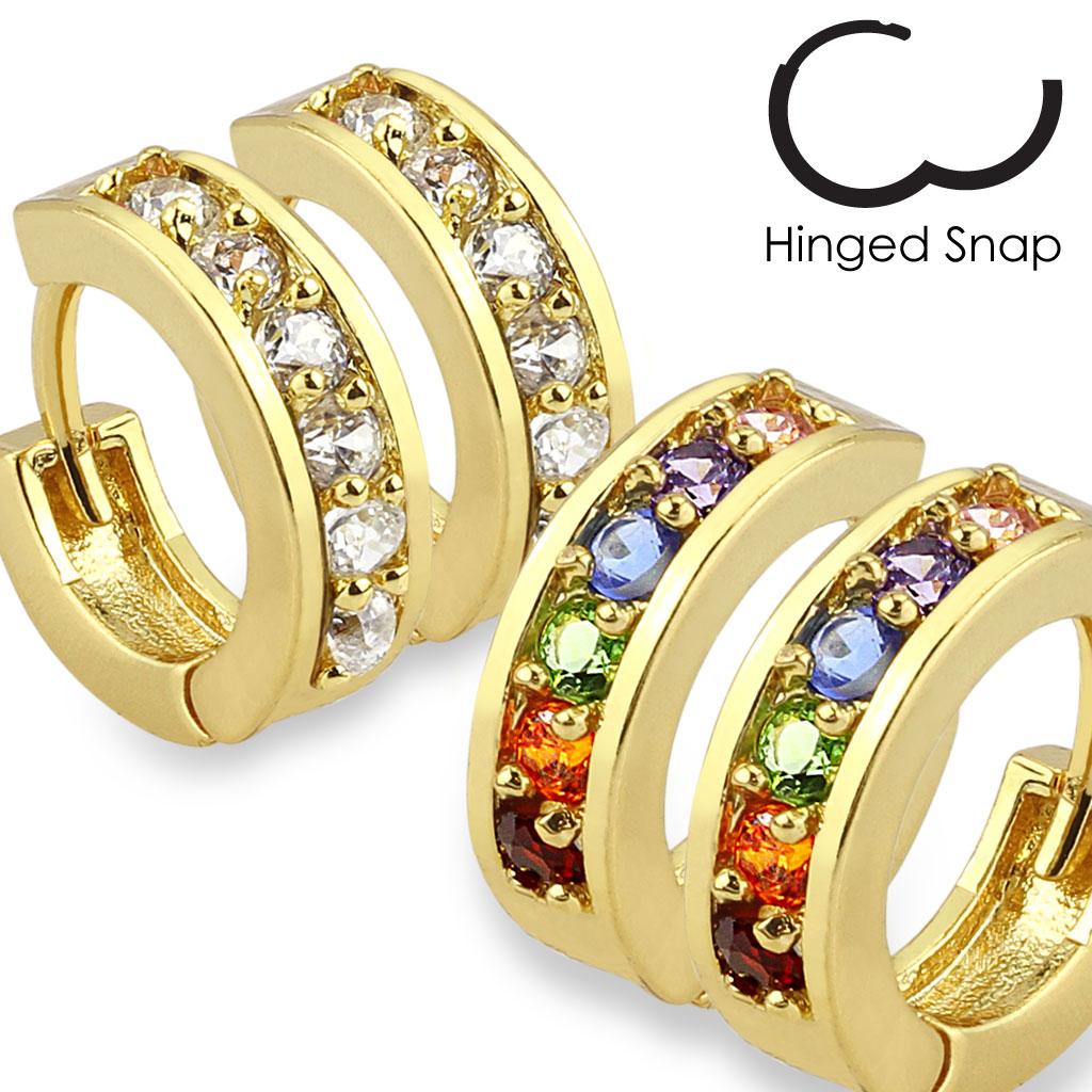 Pair of Pave CZ Gold Plated Over Brass Earrings
