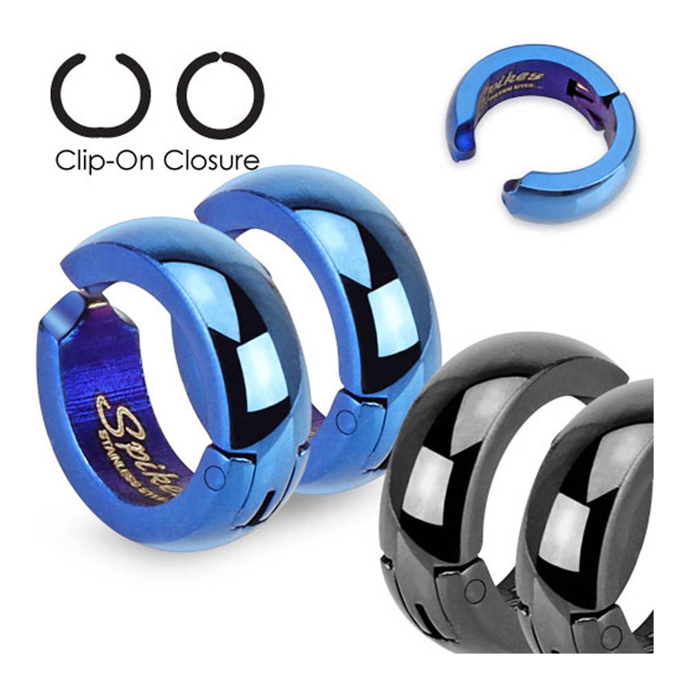 Color IP Hoops Pair of 316L Surgical Stainless Steel Non-Piercing Clip On Earrings