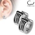 Pair of 316L Stainless Steel Earrrings with Square Zebra and Sparkle