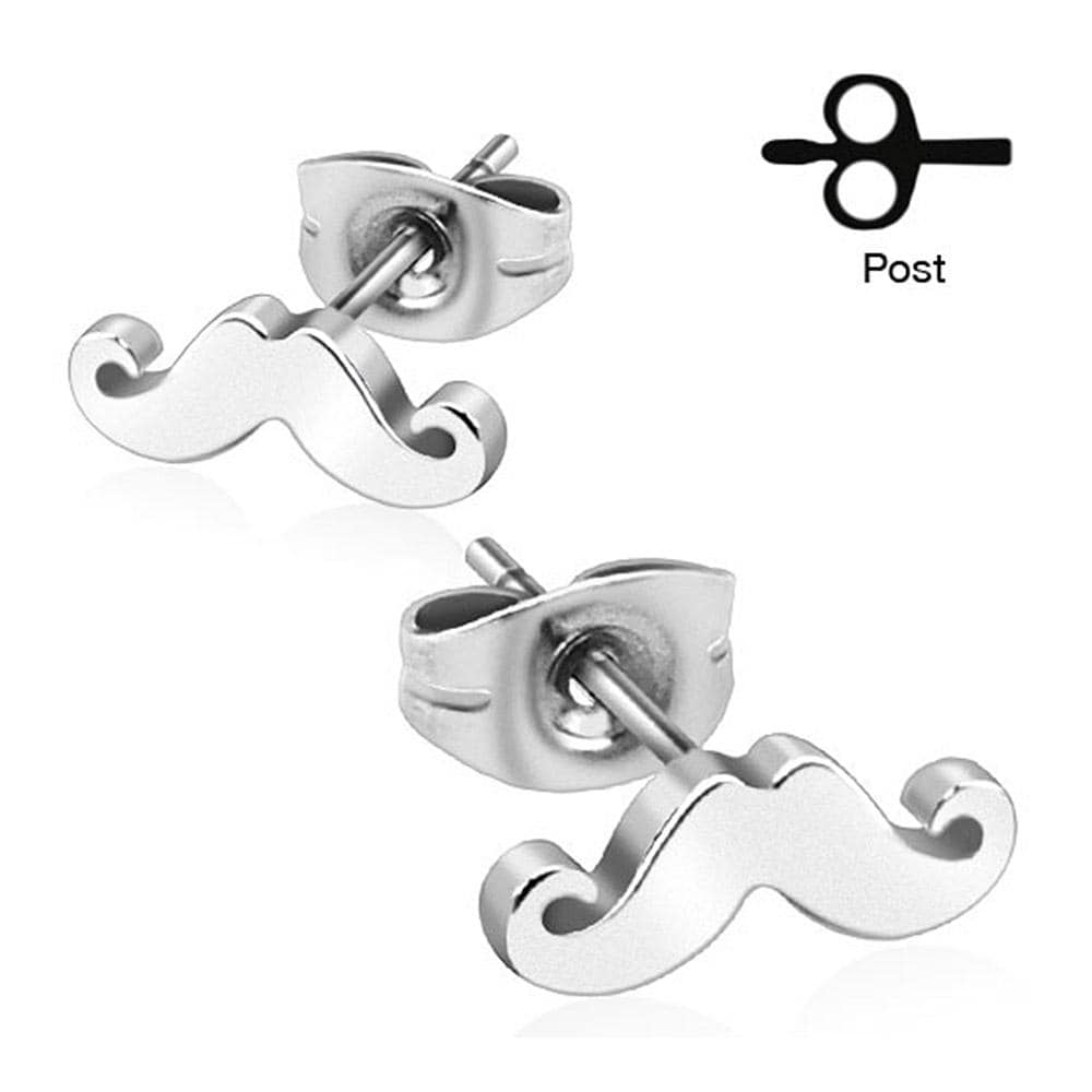 Pair Of Stainless Steel Mustache Earrings Free Shipping On Orders Pair Of Stainless Steel Mustache Earrings