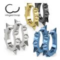 Pair of 316L Surgical Stainless Steel IP U Shaped Hoop Earrings with Spikes
