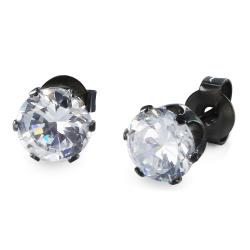 earrings jewelry stud plated cz mm stainless clear round steel watches