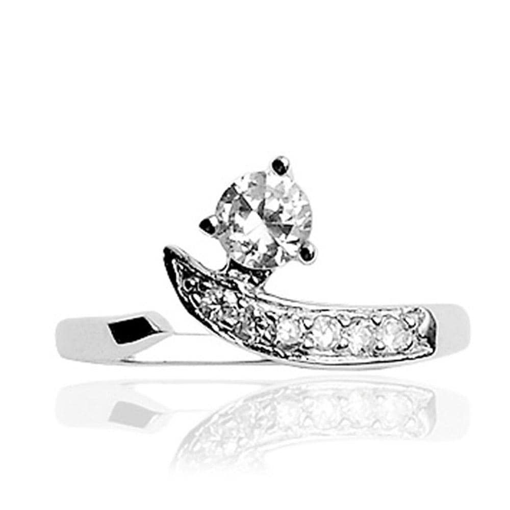 .925 Sterling Silver Solitaire Cubic Zirconia Toe Ring