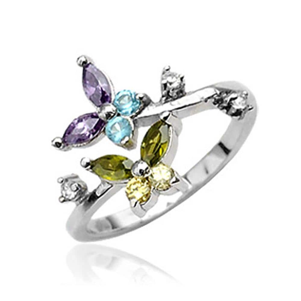 .925 Sterling Silver Cubic Zirconia Butterfly Toe Ring