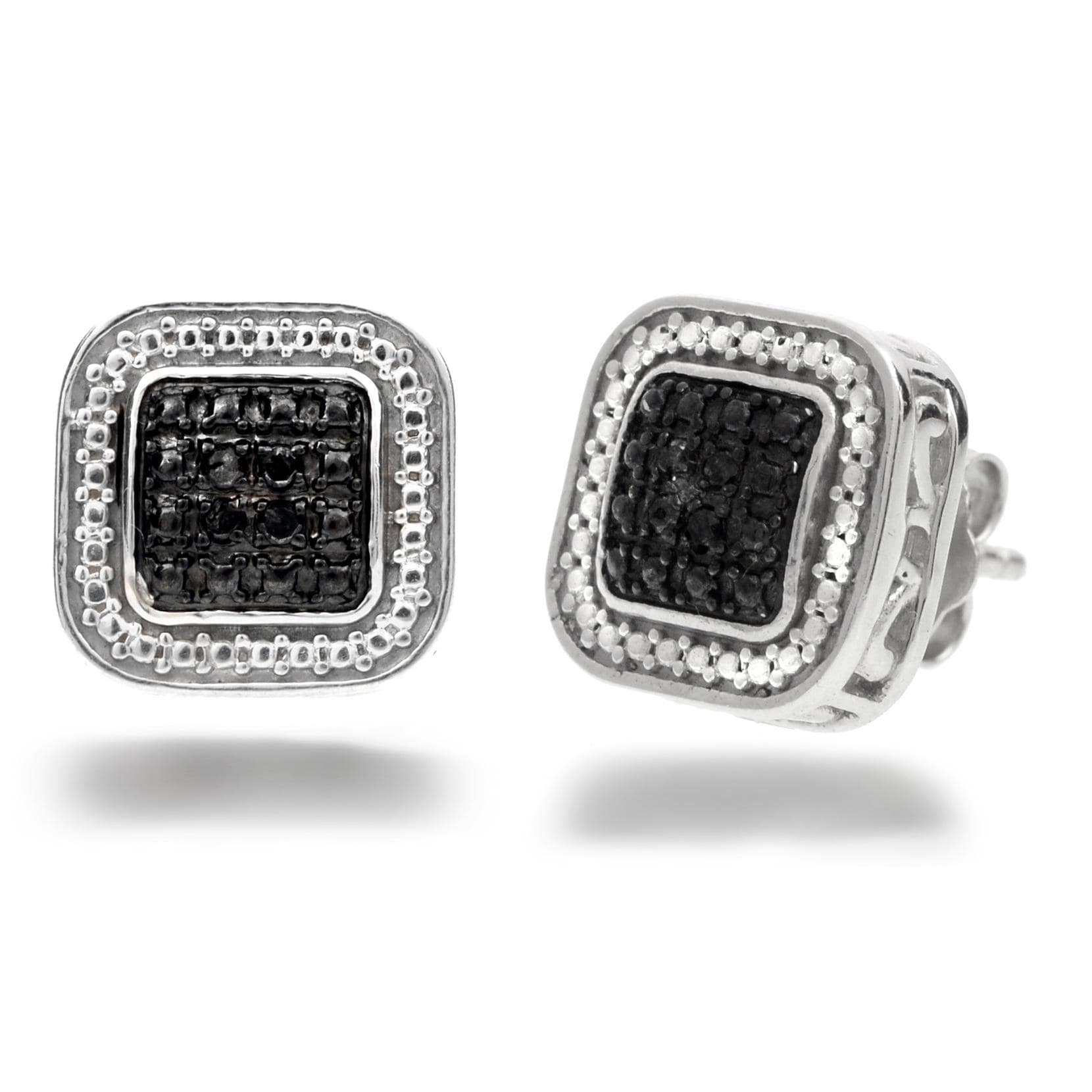 Amanda Rose Collection 1/10ct tw Black Diamond Stud Earrings in Sterling Silver