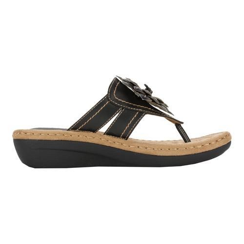 Women's Cliffs by White Mountain Cupcake Thong Wedge Sandal Black ...