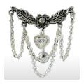 Surgical Stainless Steel Top Down Navel Belly Button Ring with Leaflet Chandelier Chained Heart Dangle