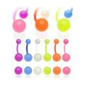 Bio Flex Navel Belly Button Ring with Color Glow in the Dark Balls - 14 GA 3/8" Long