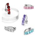 Navel Belly Button Ring with Top Drop 4-Gem - 14GA 3/8" Long