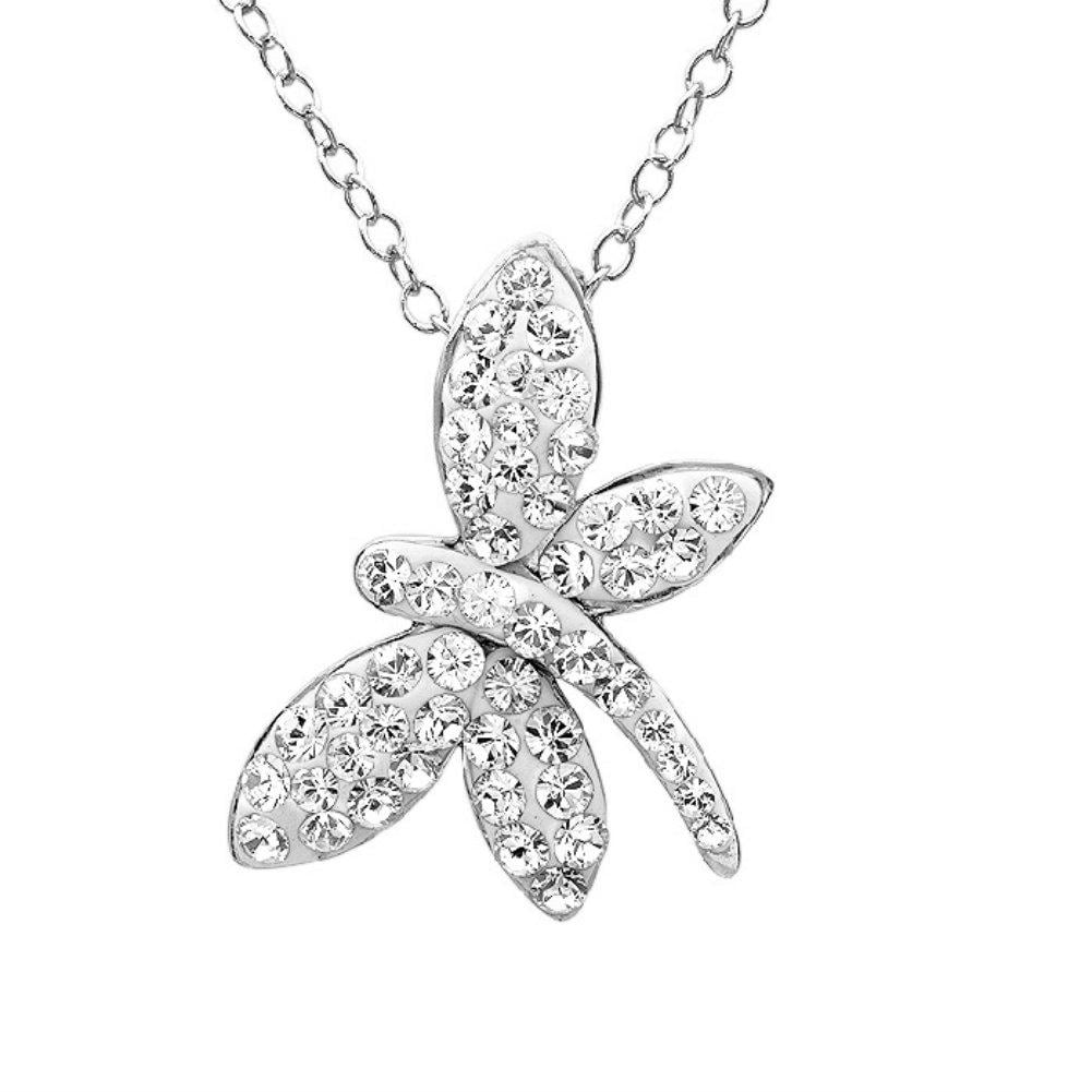 Amanda Rose Sterling Silver Dragonfly Pendant-Necklace made with Austrian Crystals