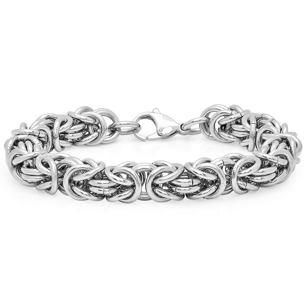 Oxford Ivy Mens Byzantine Link Stainless Steel Bracelet
