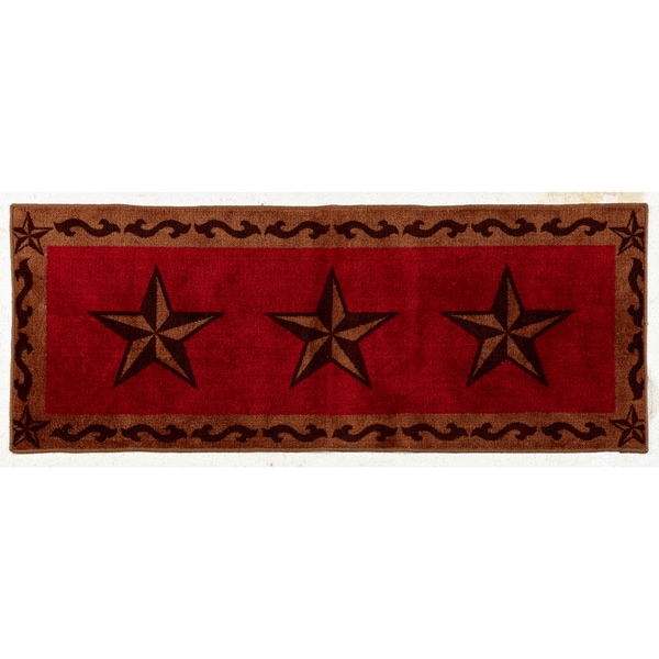 HiEnd Accents Star Print Red 24 x 60-inch Acrylic Rug