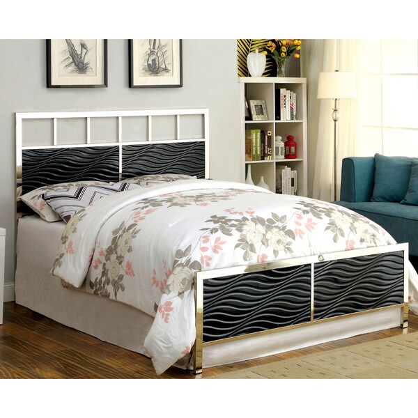 Furniture of America Nols Modern Chrome Headboard and Footboard Set