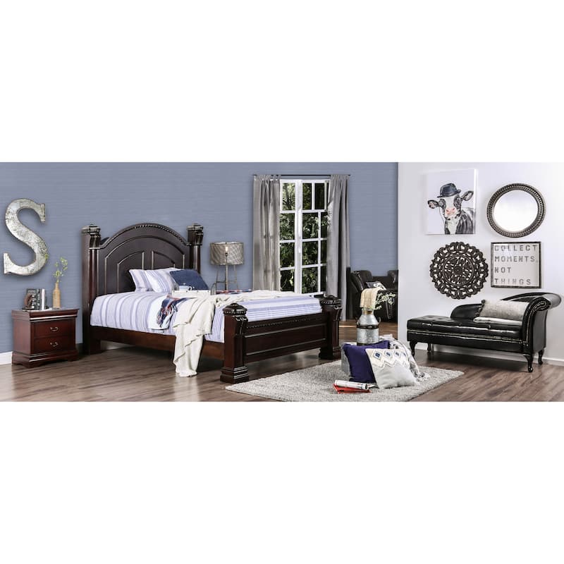 Furniture of America Tay Traditional Cherry Solid Wood Four Poster Bed