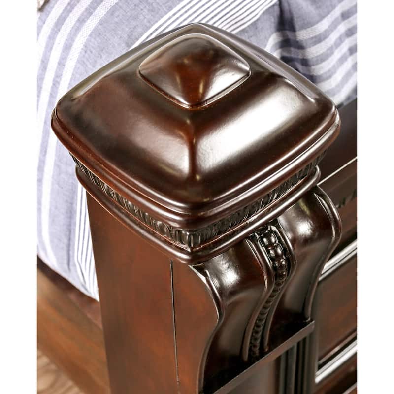 Furniture of America Tay Traditional Cherry Solid Wood Four Poster Bed