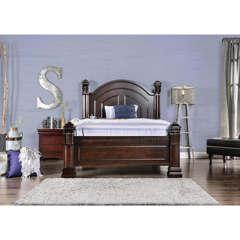 Furniture of America Tay Traditional Cherry Solid Wood Four Poster Bed