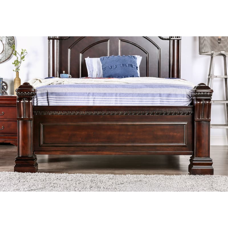 Furniture of America Tay Traditional Cherry Solid Wood Four Poster Bed