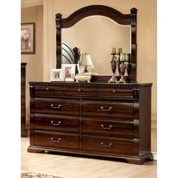 Shop Furniture Of America Tay Cherry 2 Piece Dresser And Mirror