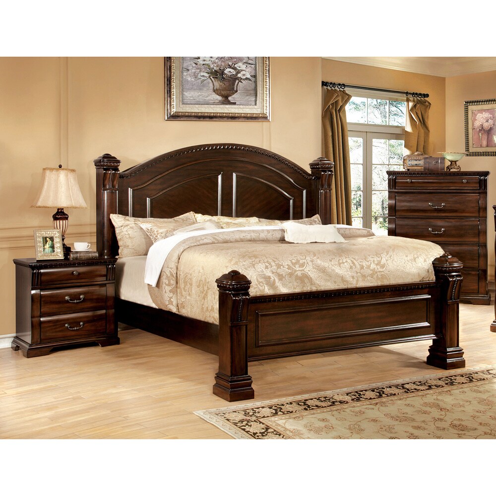 MARCIA Traditional Brown Sturdy 5pcs NEW Bedroom Set w/ King Sleigh Storage Bed 
