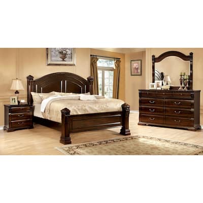 Tay Transitional Cherry Wood 4-Piece Poster Bedroom Set by Furniture of America