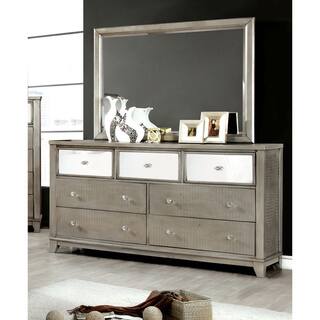 Silver Mirrored Dressers Chests Online At Our Furniture Of America Divonne Modern Crocodile Silver 2 Piece Dresser And Mirror Set