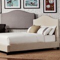 Blanchard Nailheads Camelback Beige Linen Upholstered Bed by iNSPIRE Q Bold