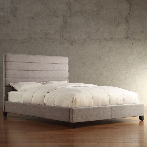 Shop Corbett Horizontal Tufted Gray Linen Upholstered Kingsize Bed by