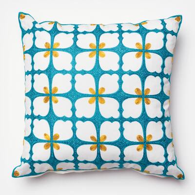 Furniture of America Spokie Floral/Diamond Patterned Decorative 18-inch Throw Pillow