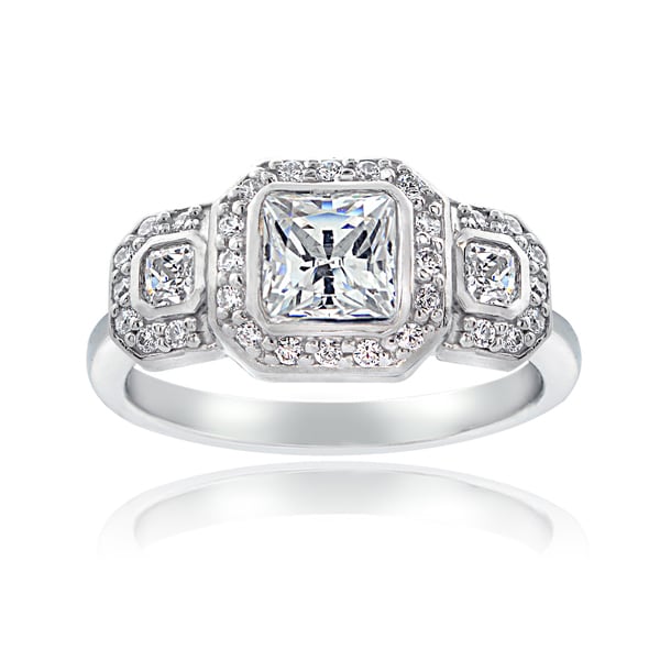 icz stonez sterling silver square engagement ring made with swarovski zirconia - Square Wedding Ring icz stonez sterling silver square engagement ring made with swarovski zirconia - Square Wedding Ring