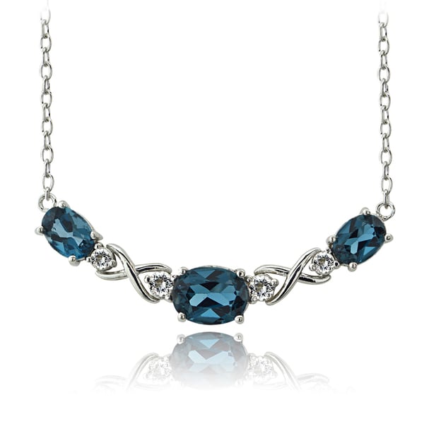 Glitzy Rocks Sterling Silver London Blue and White Topaz Necklace