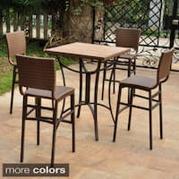 International Caravan Barcelona Resin Wicker/ Aluminum 32-inch Square Bar-Height Bistro Group (Set of 5)